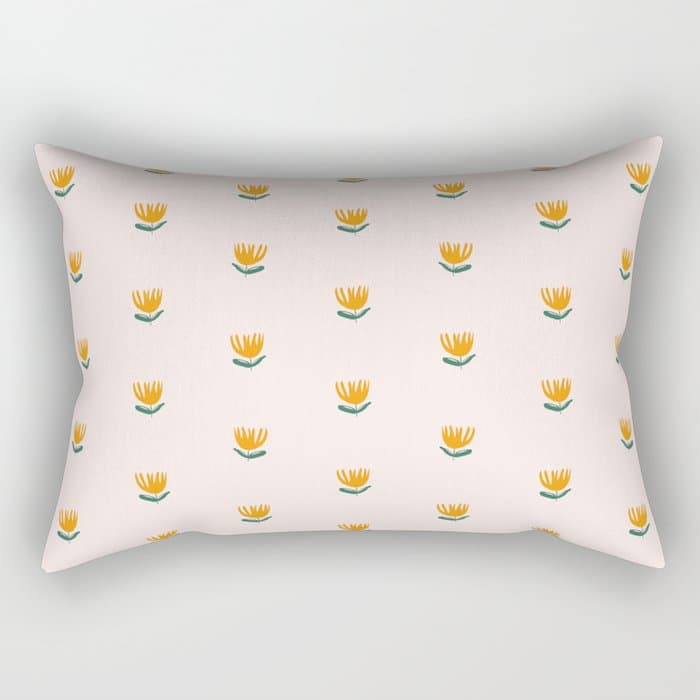 Abstract Yellow Tulip - Pink Background Rectangular Pillow