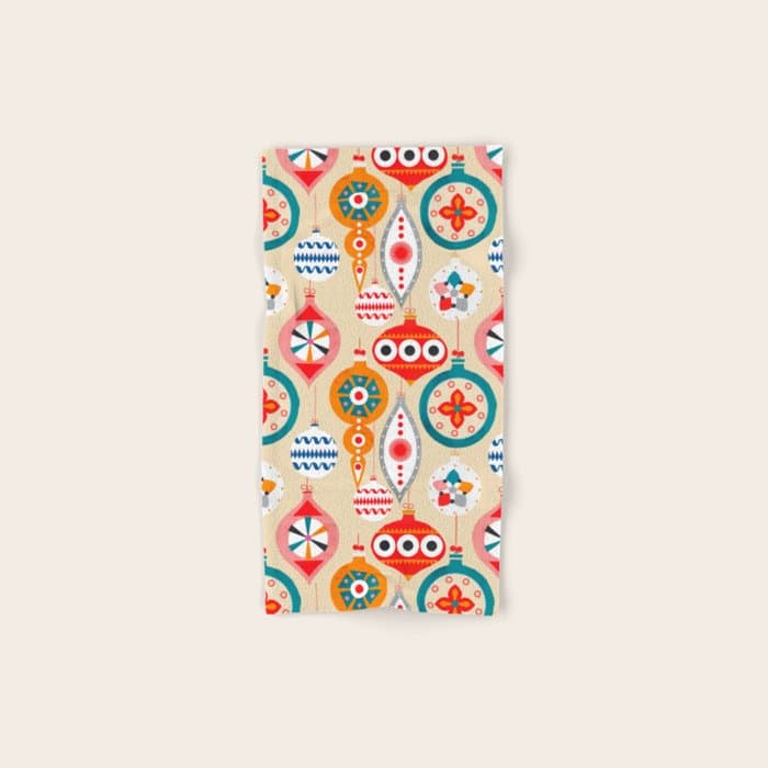 Retro christmas ornaments pattern Bath Towel
