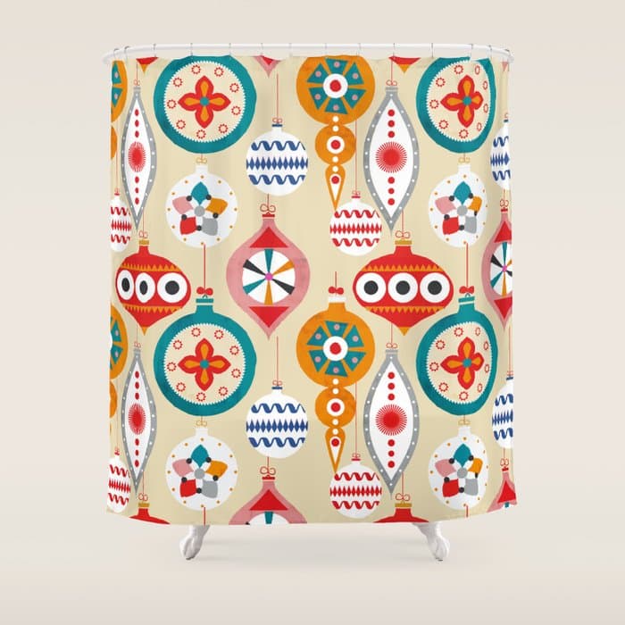 Retro christmas ornaments pattern Shower Curtain
