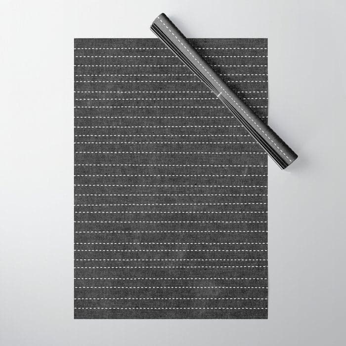stitched stripes - charcoal Wrapping Paper