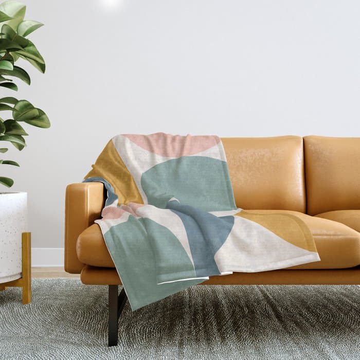Bauhaus Mid Century Modern Geometric II Natural Pastel Throw Blanket