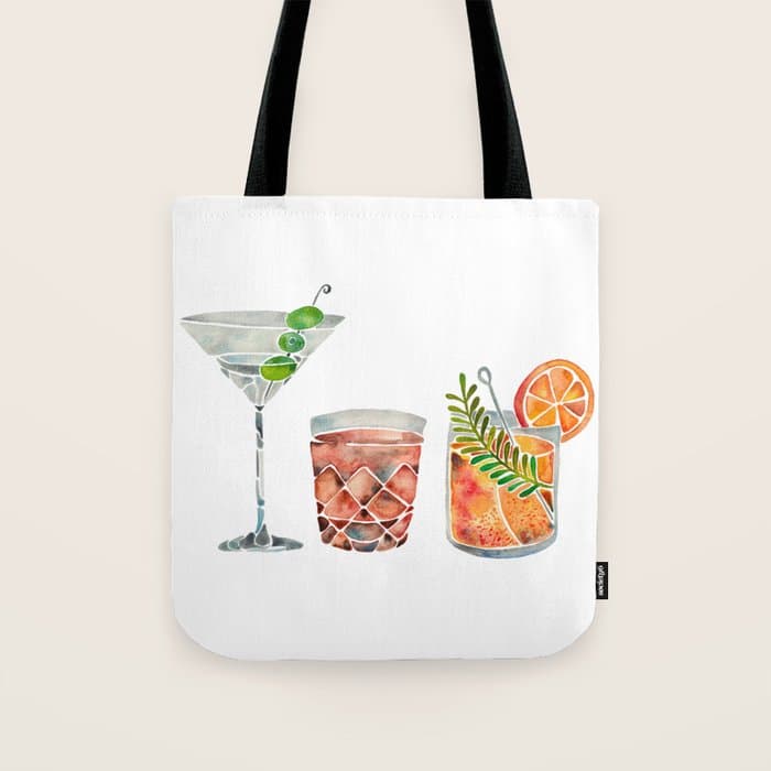Classic Cocktails - 1960s Watercolor Lineup Tote Bag