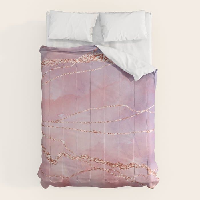 Blush and Purple Sky with Rose gold flashes Comforter