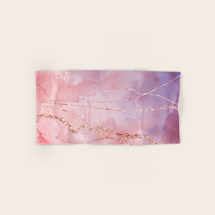 Blush and Purple Sky with Rose gold flashes Bath Towel