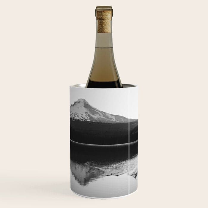 Wild Mountain Sunrise - Black and White Nature Photography Wine Chiller