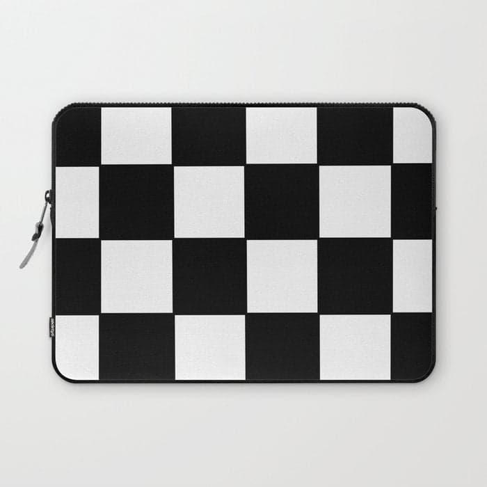 Checkered,black and white checked pattern.Gingham. Laptop Sleeve