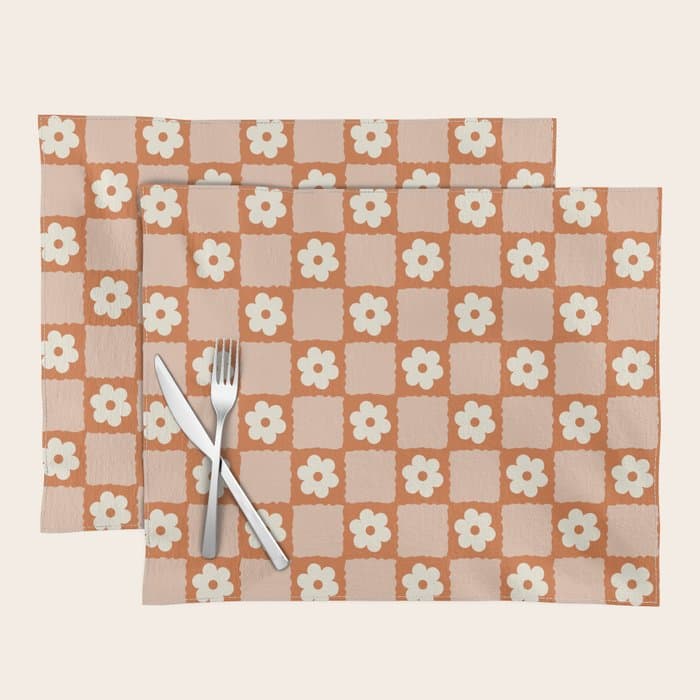 Flower Checker in Burnt Orange Placemat