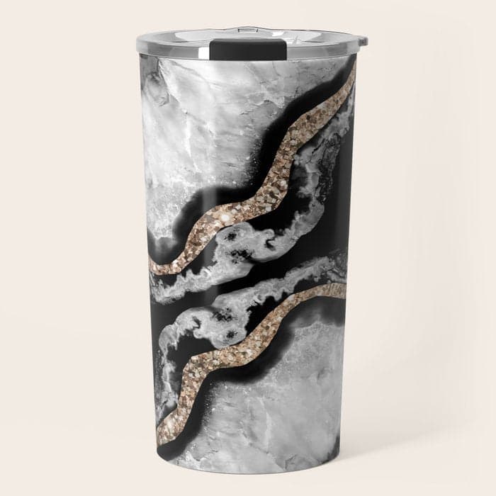 Yin Yang Agate Glitter Glam #8 #gem #decor #art #HomeStorie Travel Mug