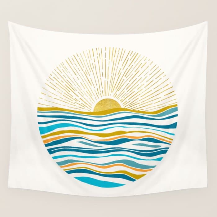 Sunrise At Sea Abstract Landscape Wall Tapestry