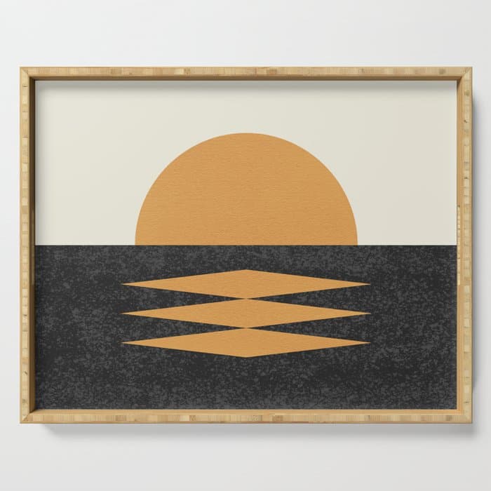 Sunset Geometric Midcentury style Serving Tray