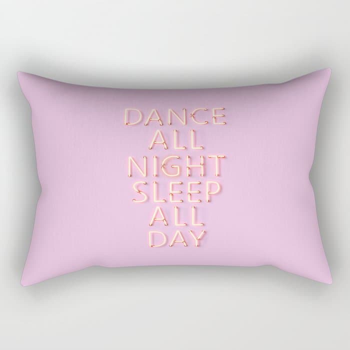 DANCE ALL NIGHT - pink neon typography Rectangular Pillow