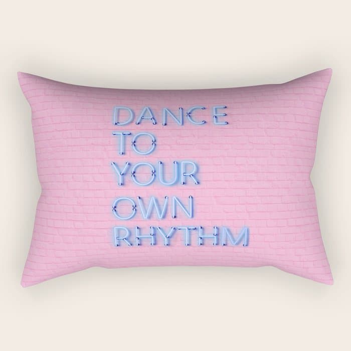 DANCE TO YOUR OWN RHYTHM - blue neon Rectangular Pillow