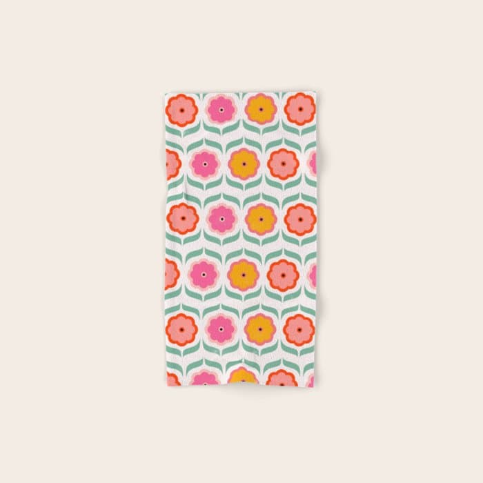 Bright Retro Geometric Pattern Bath Towel