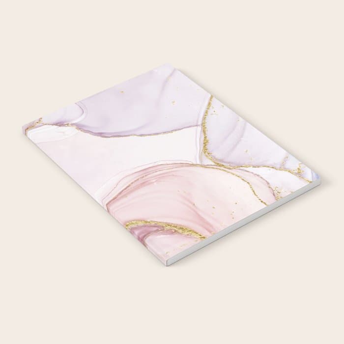 Blush Pink And Gold Alcohol Ink Marble Notebook