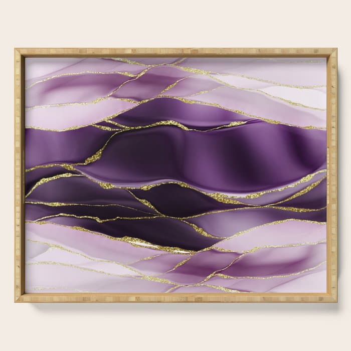Day And Night Purple Marble Landscape Serving Tray