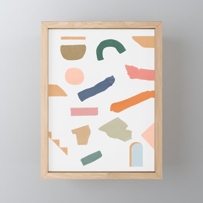 Mix of color shapes happy artwork Mini Art Print