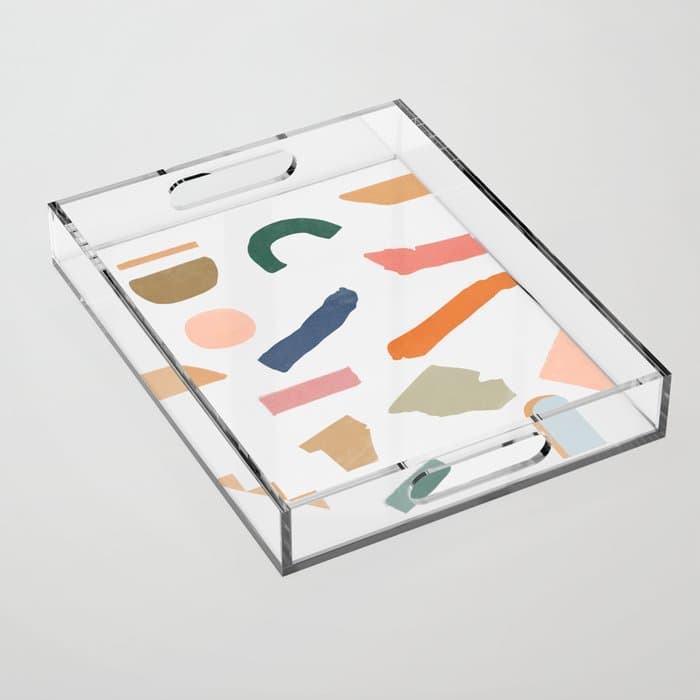 Mix of color shapes happy artwork Acrylic Tray