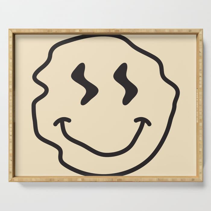 Wonky Smiley Face - Black and Cream Serving Tray