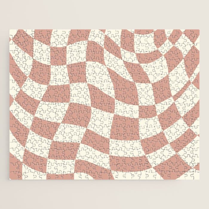 Checkers coral summer beach Jigsaw Puzzle