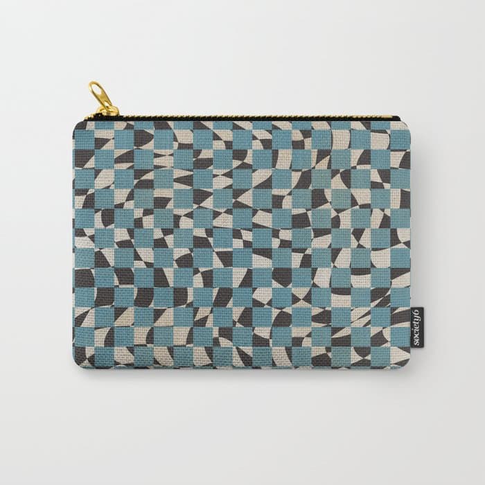 Abstract checked blue and black Carry All Pouch