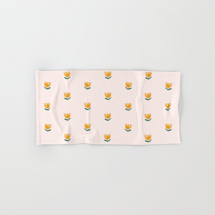 Abstract Yellow Tulip - Pink Background Bath Towel