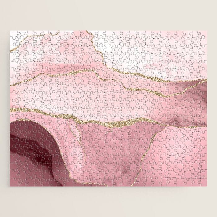 Blush Marble Art Landscape Jigsaw Puzzle