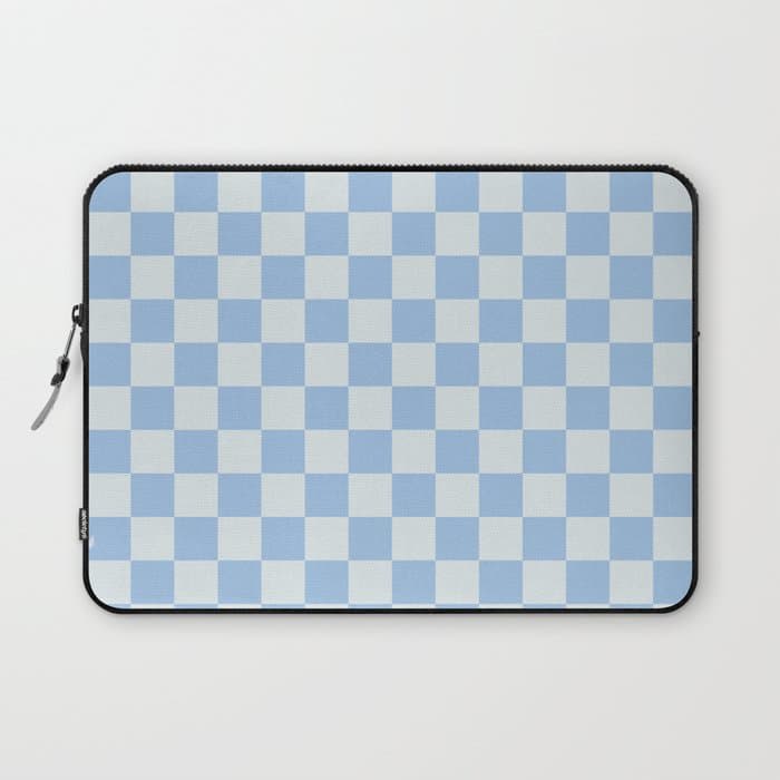 Checkerboard Mini Check Pattern in Powder Blue Laptop Sleeve