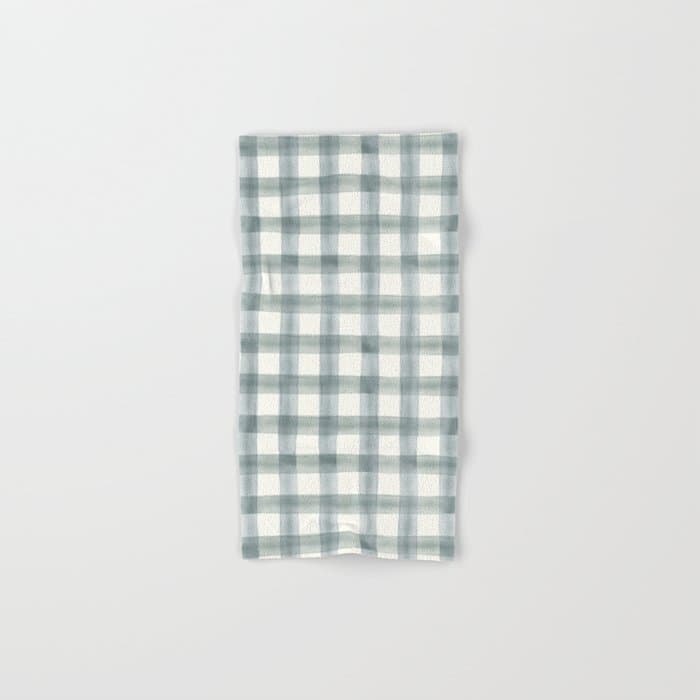 watercolor plaid - muted blue Bath Towel