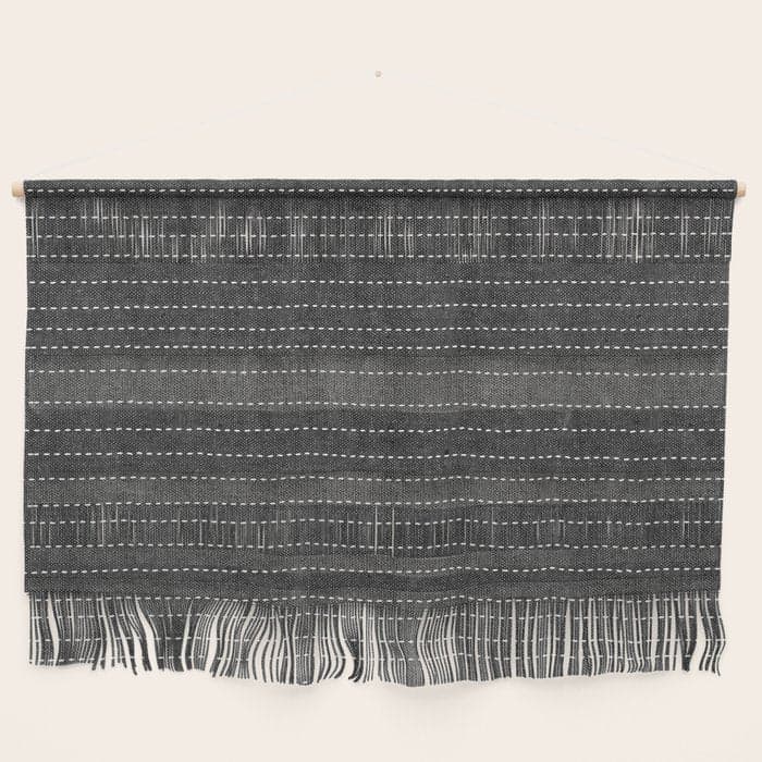 stitched stripes - charcoal Wall Hanging