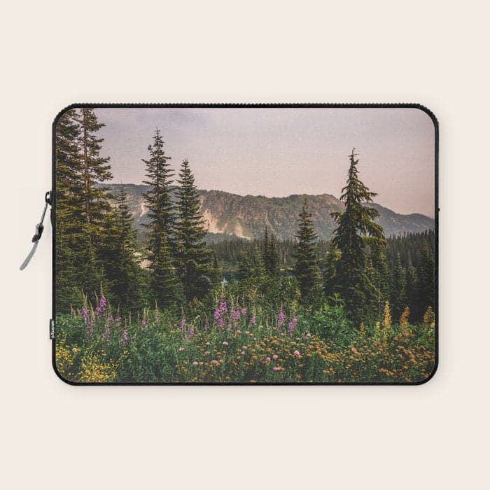 Mount Rainier Wildflower Adventure - National Park Wanderlust Laptop Sleeve
