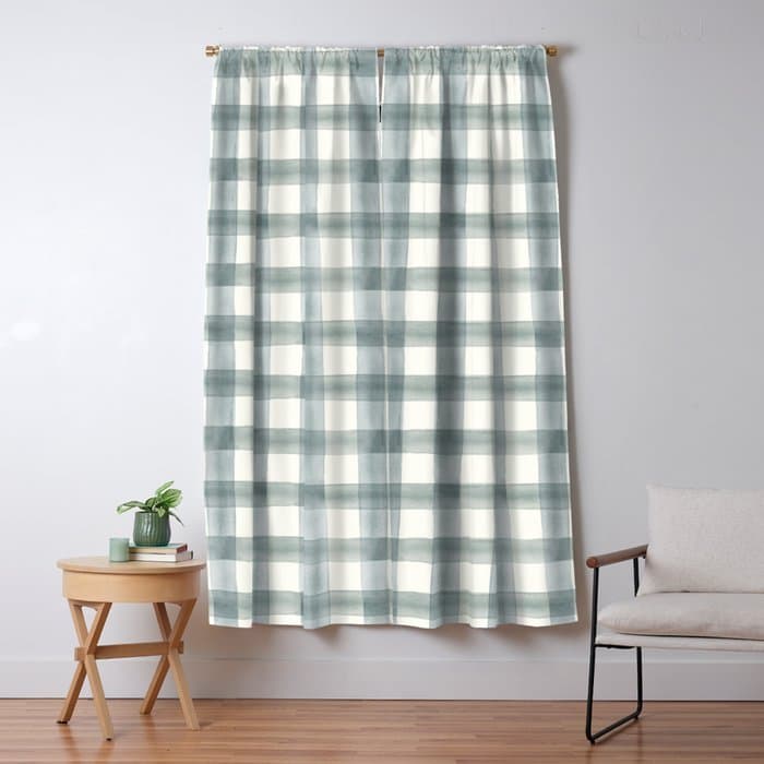 watercolor plaid - muted blue Window Curtain