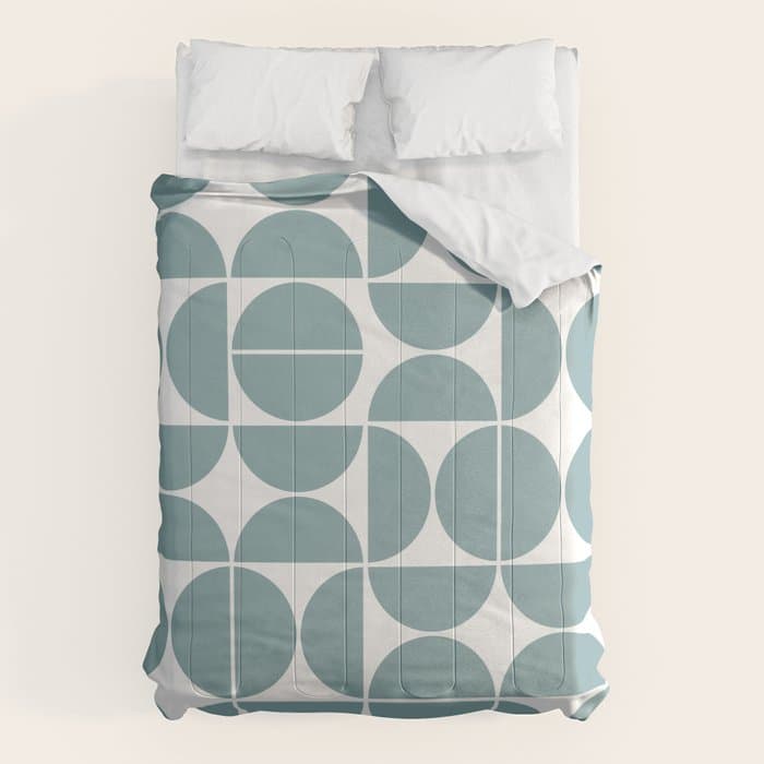 Mid Century Modern Geometric 04 Glass Blue Comforter