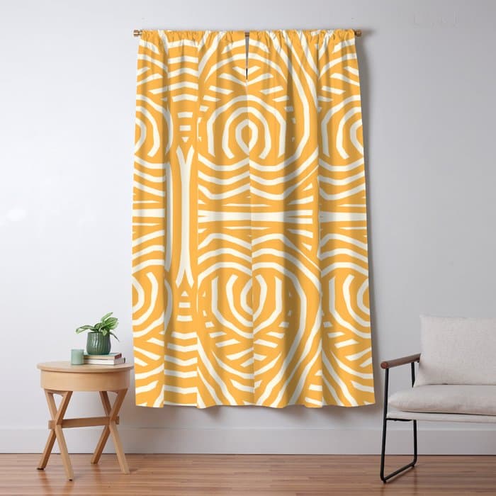 Yellow mustard boho stripe Window Curtain