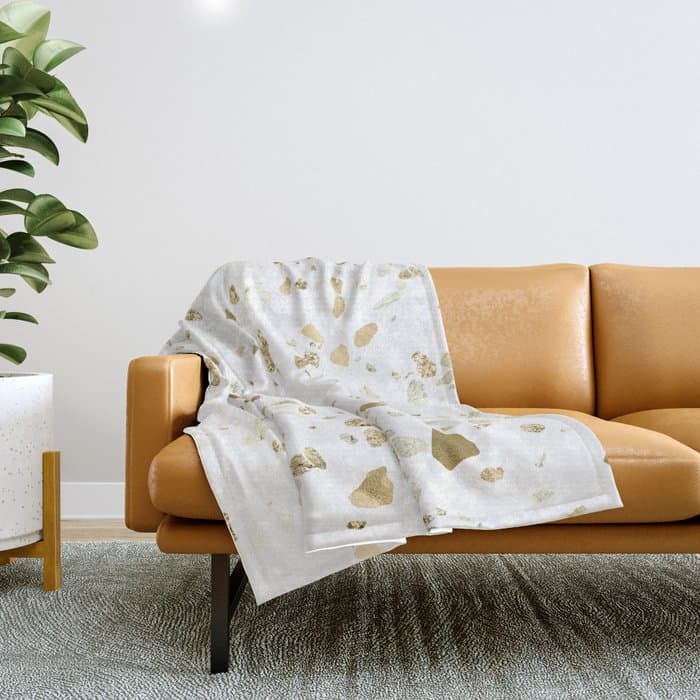 Metallic Gold Terrazzo Sparkle Throw Blanket