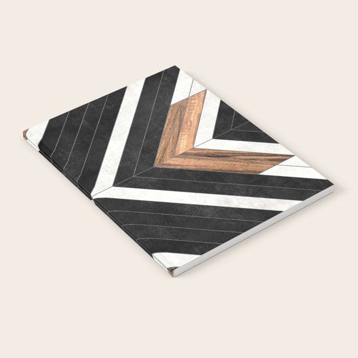 Urban Tribal Pattern No.1 - Concrete and Wood Notebook