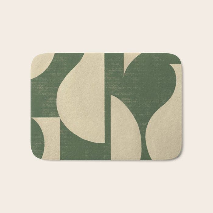 Abstract vase collage - deep green Bath Mat