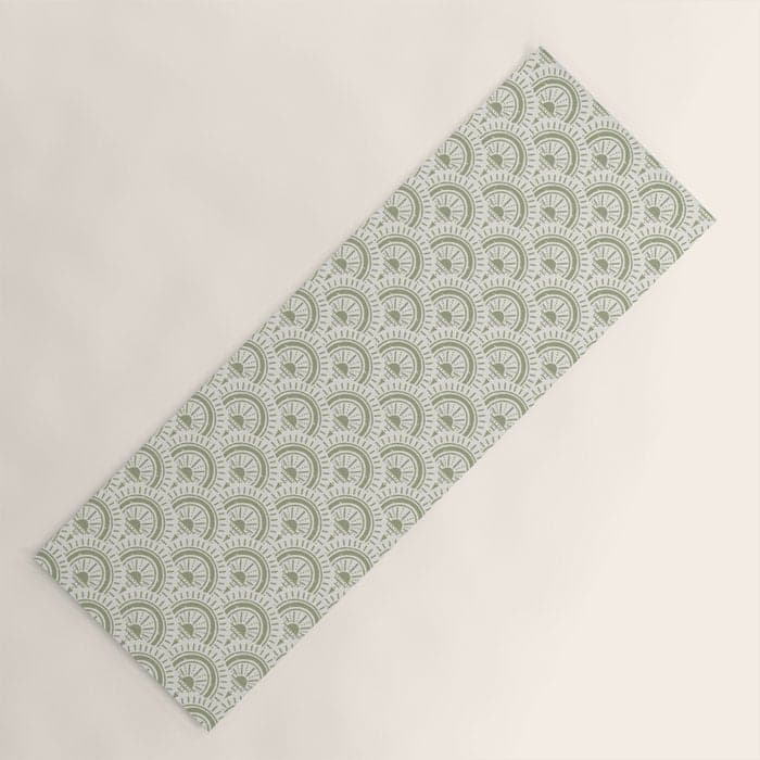 Surfside Deco . Lush Green on Neutral Yoga Mat