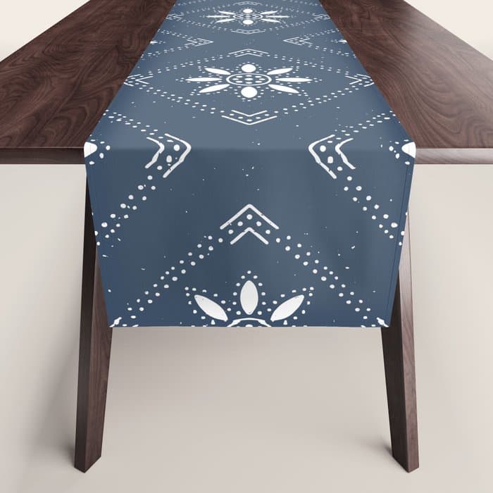 Scandinavian Classic Blue Squares Table Runner