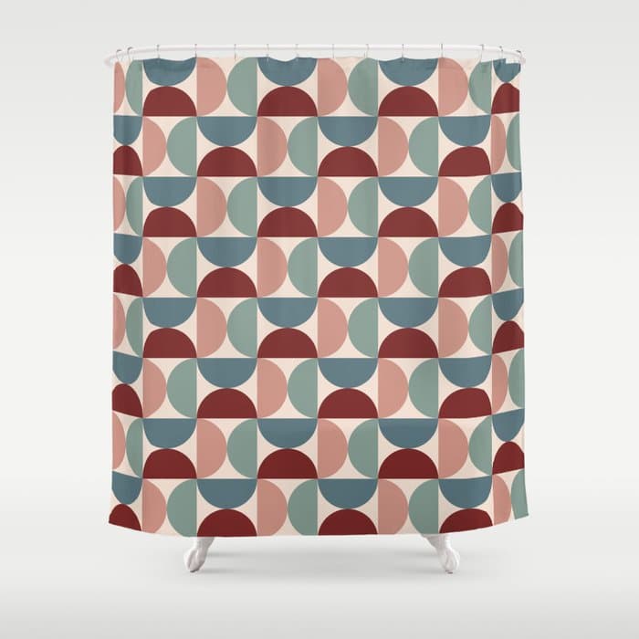 Bauhaus Mid Century Modern Geometric Pattern XV Shower Curtain
