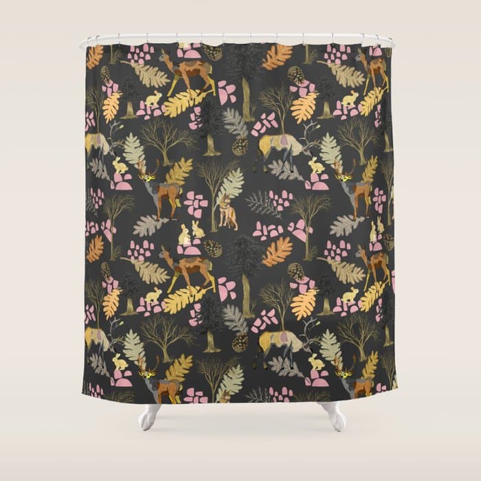 Colorful forest animals F Shower Curtain