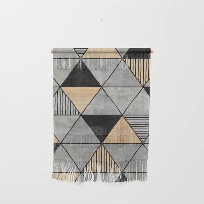 Concrete and Wood Triangles 2 Wall Hanging