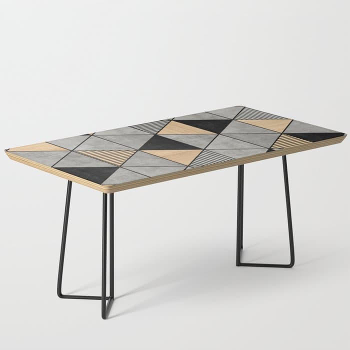 Concrete and Wood Triangles 2 Coffee Table