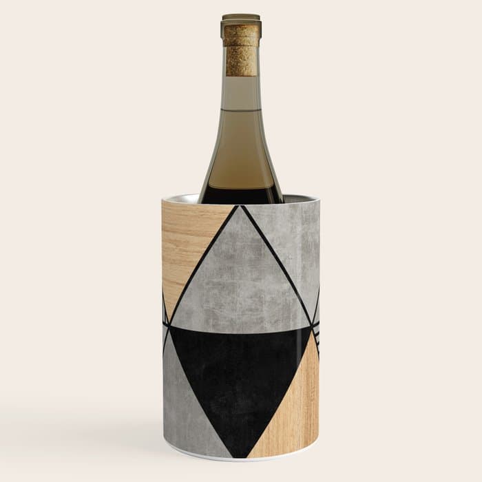 Concrete and Wood Triangles 2 Wine Chiller