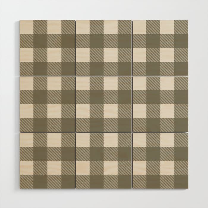 Gingham Cloth / Olive Checks Wood Wall Art
