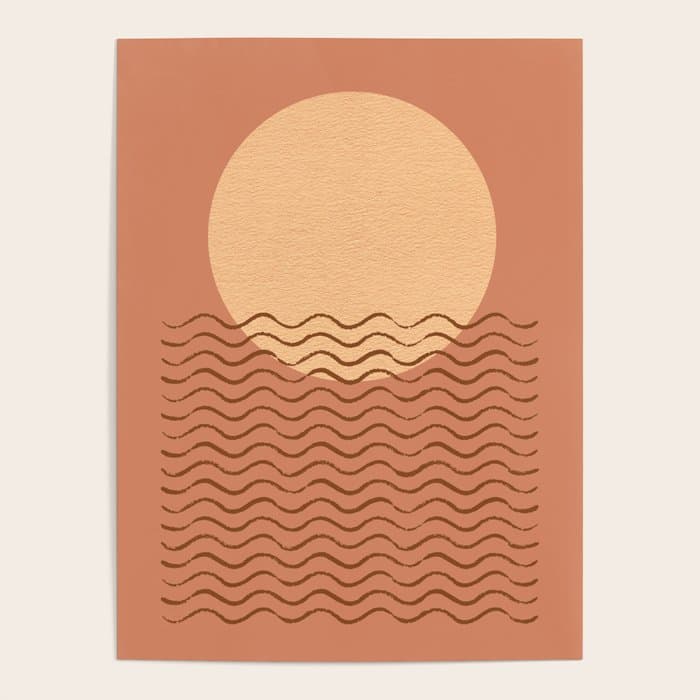 Ocean Wave Terracotta - Mid century modern Poster