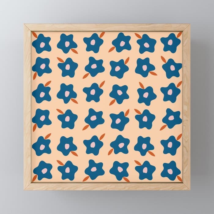 Wonky Blue Spring Flowers Mini Art Print