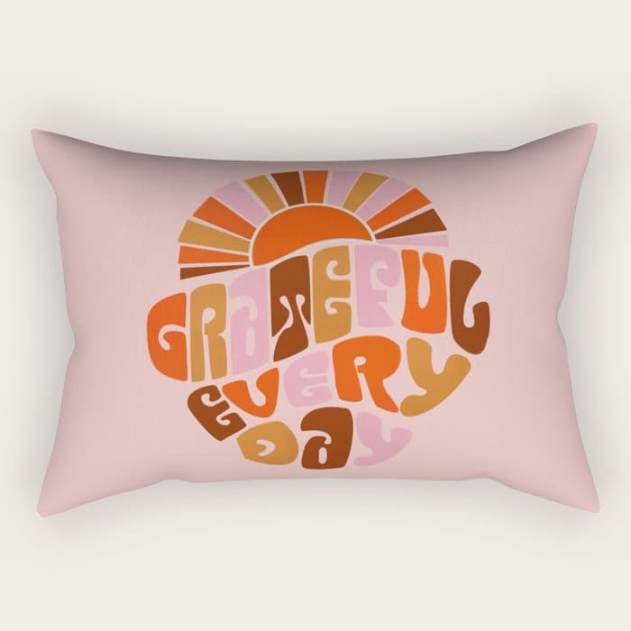 Grateful Everyday - 70s Hippie Style Rectangular Pillow