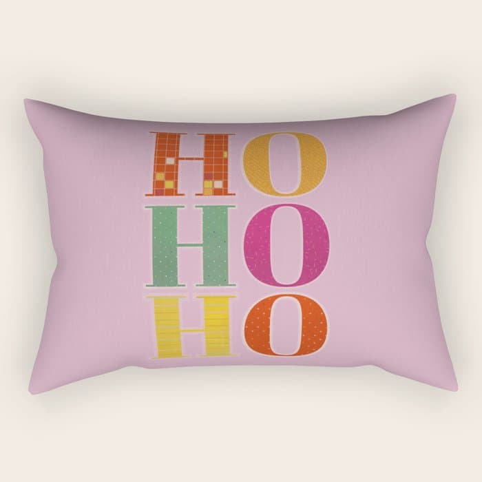 HO HO HO Festive Letters Rectangular Pillow