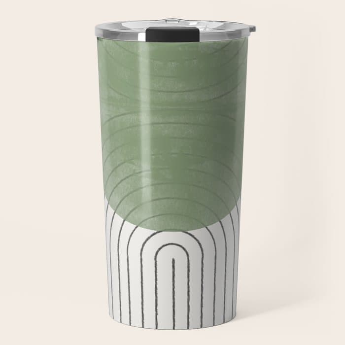 Mid century Green Moon Shape Travel Mug