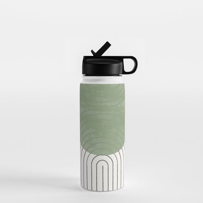 Mid century Green Moon Shape Water Bottle